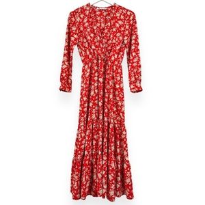 Red floral maxi dress ZARA size small
